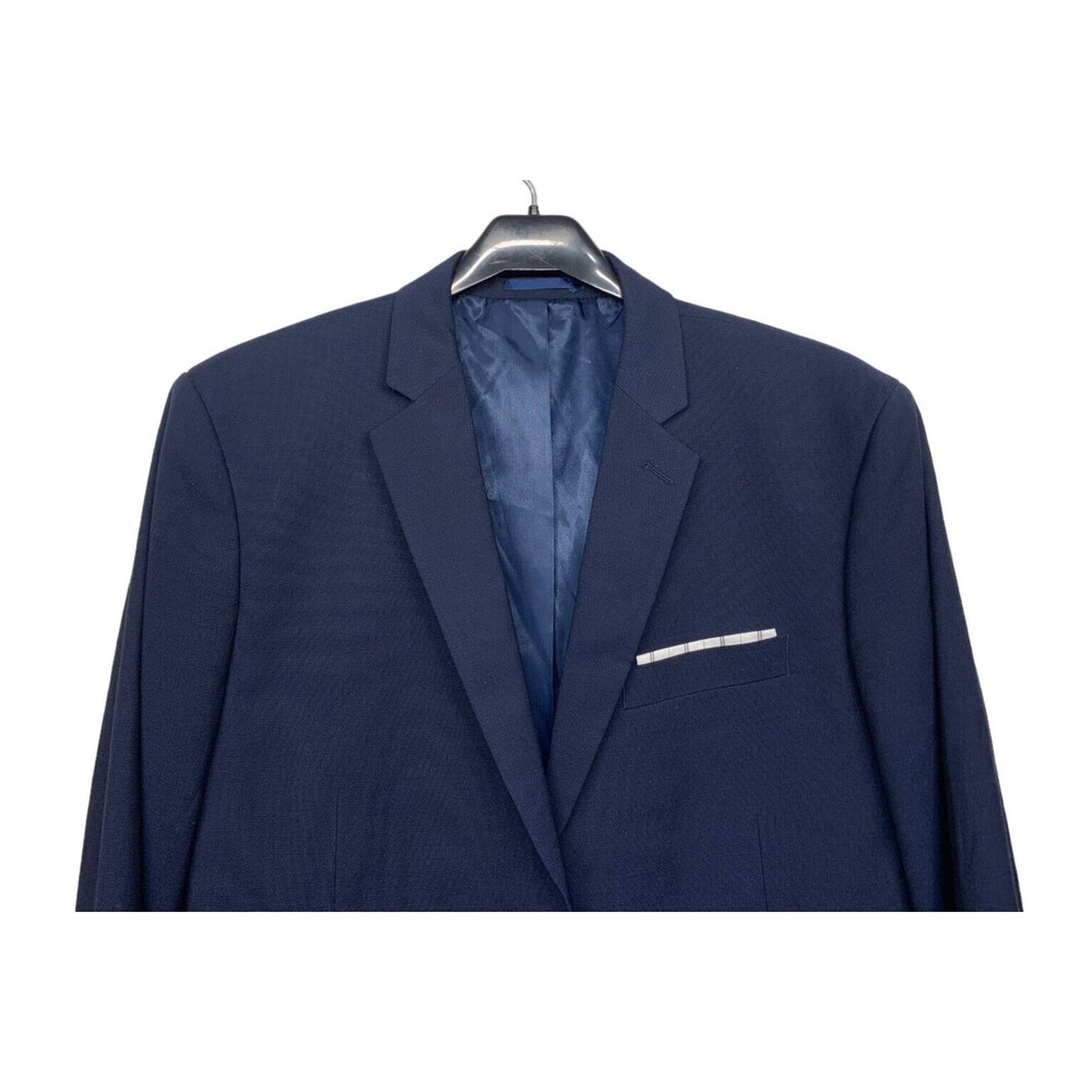 RESERVED Men size US 42 Navy Blue Slim Fit Blazer w Pocket Square European Brand - Picture 4 of 13